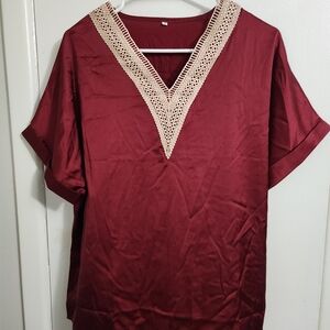 Elegant Burgundy V-Neck Women's Top